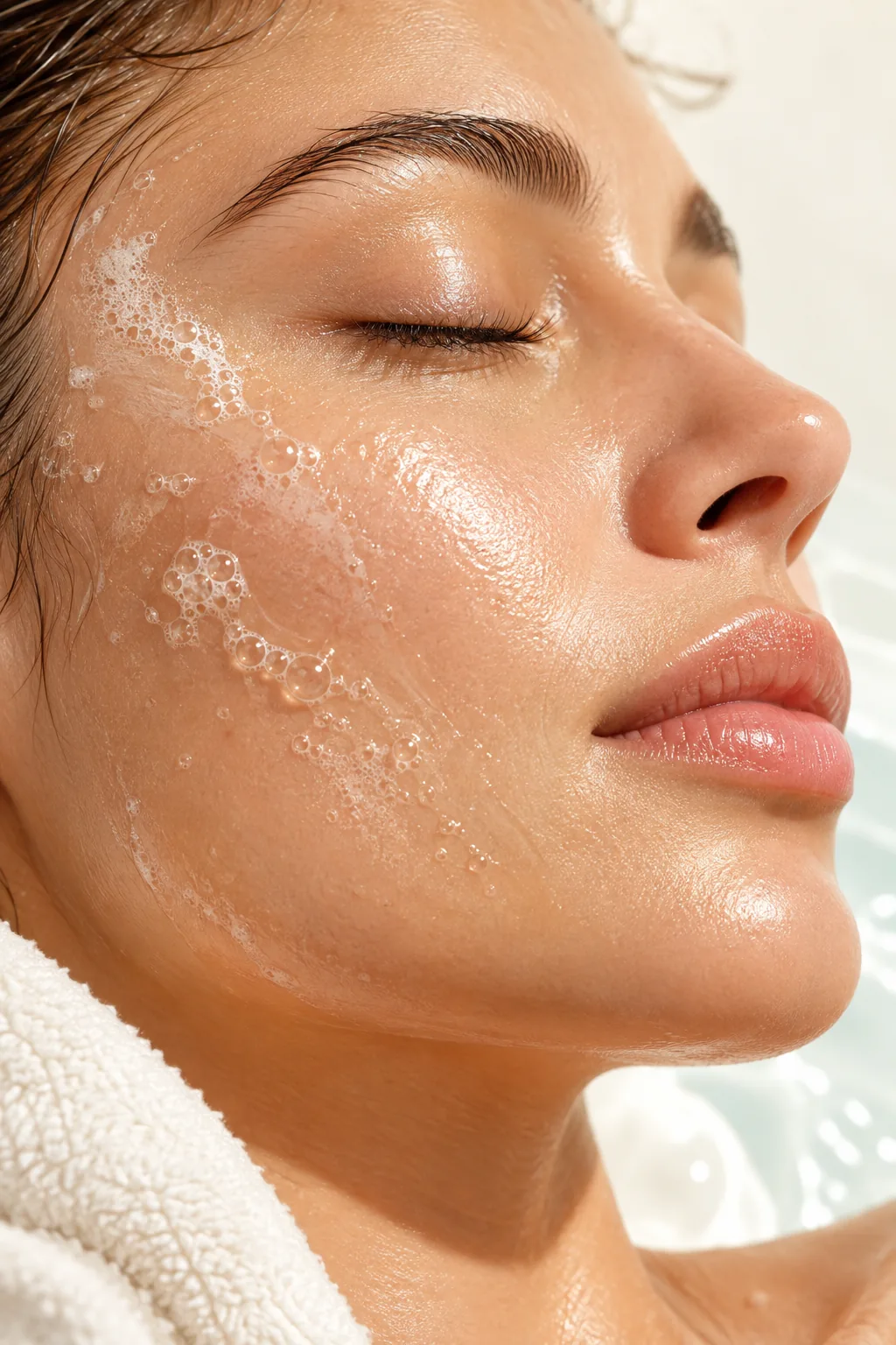Glow facial imagery showing hydrated skin.